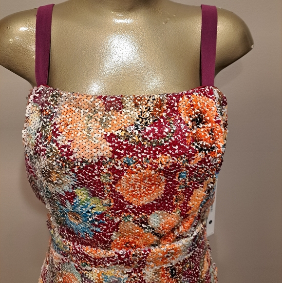 Aqua Purple and Orange Ruffled Tiered Fun & Flirty Mini Dress - Picture 2 of 7